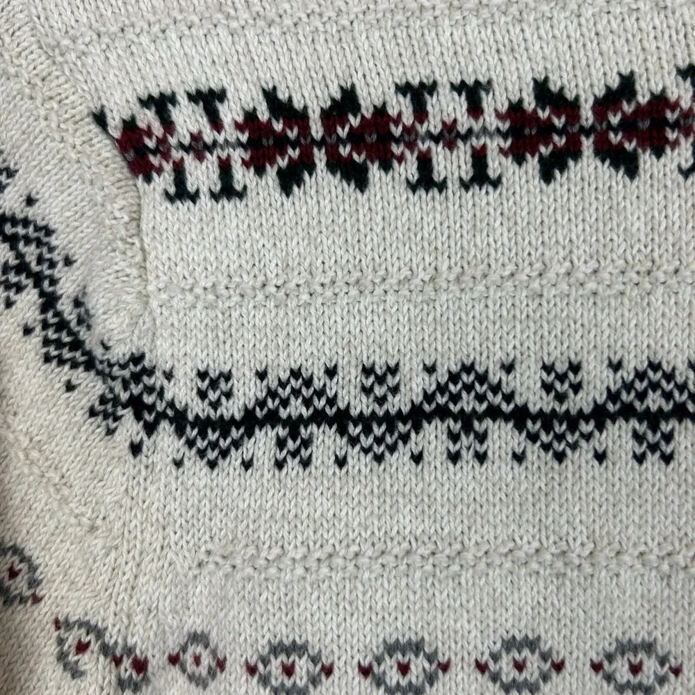 Vtg Sweater Mens XL Knit Retro 90's Y2K Multicolor Crew Cotton Print Ivory